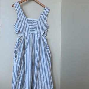 Madewell B&W striped cutout dress